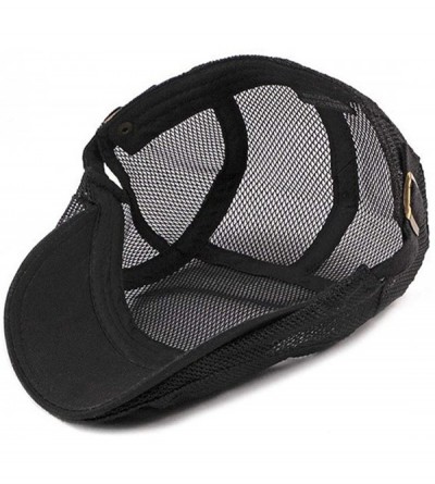 Newsboy Caps Men Breathable Mesh Summer hat Newsboy Beret Ivy Cap Cabbie Flat Cap - W1497 Black - CU198C0DT3X $8.69