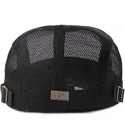 Newsboy Caps Men Breathable Mesh Summer hat Newsboy Beret Ivy Cap Cabbie Flat Cap - W1497 Black - CU198C0DT3X $8.69