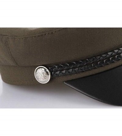 Newsboy Caps Women Classic British Flat Top Fisherman Hat Cotton Breton Fiddler Hat - Army Green - C118IK33NAZ $11.78