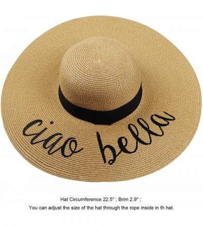 Sun Hats Womens Bowknot Straw Hat Foldable Beach Sun Hat Roll up UPF 50+ - Ae Ciao Bella - Khaki - CE18TR967XQ $16.79