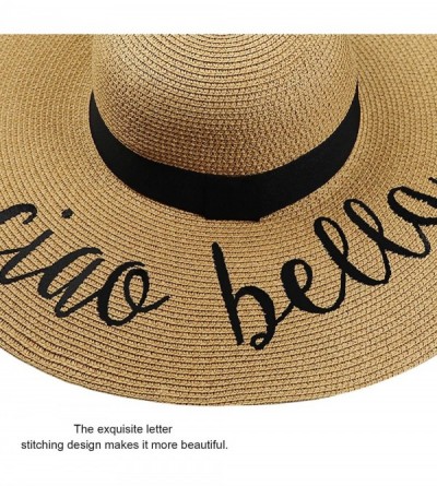 Sun Hats Womens Bowknot Straw Hat Foldable Beach Sun Hat Roll up UPF 50+ - Ae Ciao Bella - Khaki - CE18TR967XQ $16.79