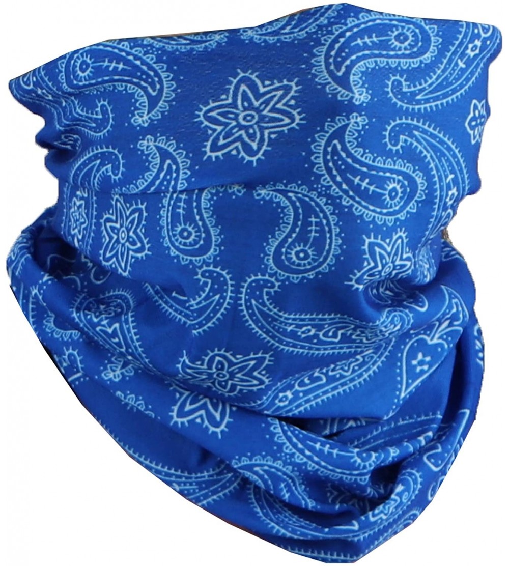 Balaclavas Paisley Bandana Neck Gaiter Tube Headwear Motorcycle Face Scarf - Blue - CJ1990I60A8 $15.88