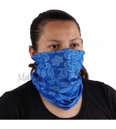 Balaclavas Paisley Bandana Neck Gaiter Tube Headwear Motorcycle Face Scarf - Blue - CJ1990I60A8 $15.88