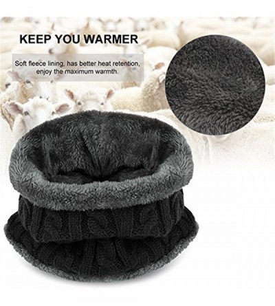 Skullies & Beanies Warm Knitted Beanie Hat and Circle Scarf Skiing Hat Outdoor Sports Hat Sets - Black - C81889OM5U2 $15.43