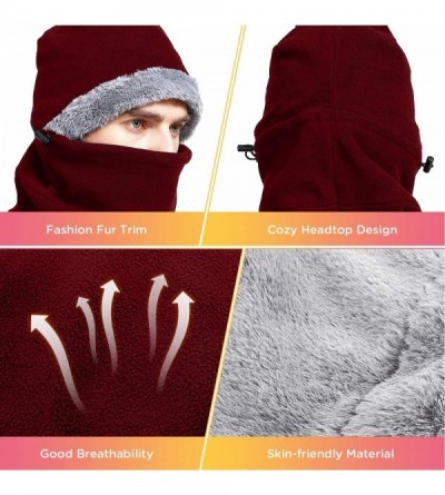 Balaclavas Balaclava Face Mask Winter Cold Weather Fleece Hood Neck Warmer for Men Women - Red - CG1928RM29H $21.68