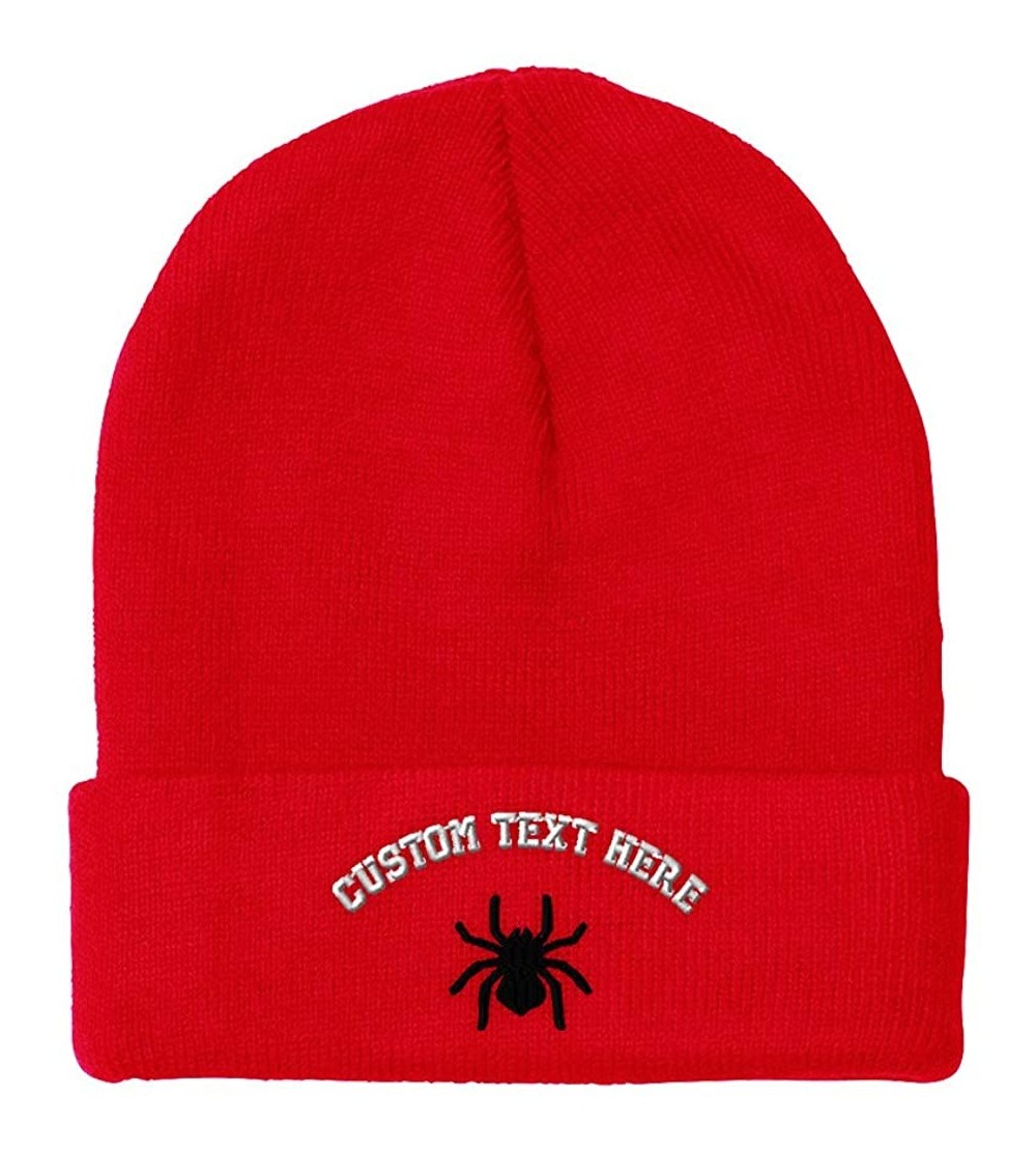 Skullies & Beanies Custom Beanie for Men & Women Spider Tarantula Embroidery Acrylic Skull Cap Hat - Red - C018ZS3RI7A $21.09