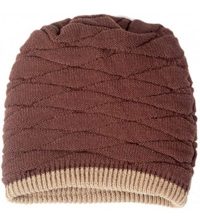 Skullies & Beanies Men's Soft Lined Thick Knit Skull Cap Warm Winter Slouchy Beanies Hat - Coffee - CY12949FRD9 $11.91