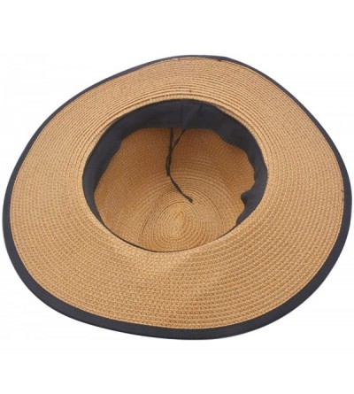 Sun Hats Unisex UV Protection Hat Packable & Adjustable Straw Hat Fedora Beach Sun Hat - Tan - CC18ERHI9LX $11.32