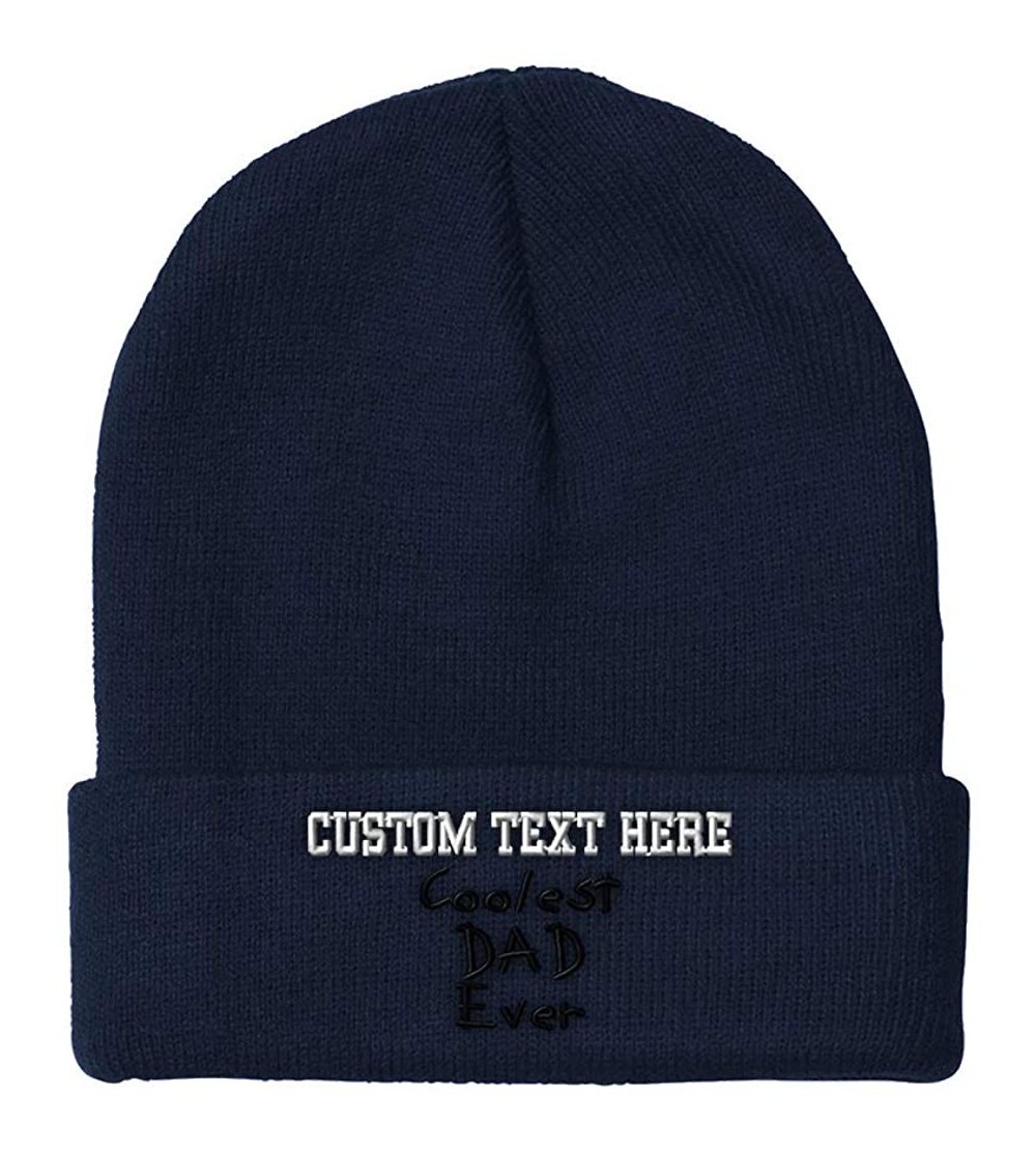 Skullies & Beanies Custom Beanie for Men & Women Coolest Dad Ever Black Embroidery Skull Cap Hat - Navy - CW18ZWOZ0TR $16.27