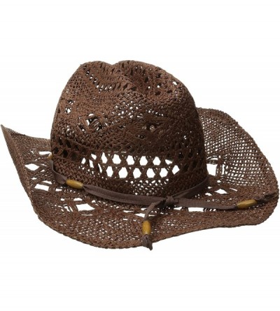 Cowboy Hats Stylish Toyo Straw Beach Cowboy Hat W/Shapeable Brim- Bohemian Modern Cowgirl - Brown - C411UF4AS13 $33.06