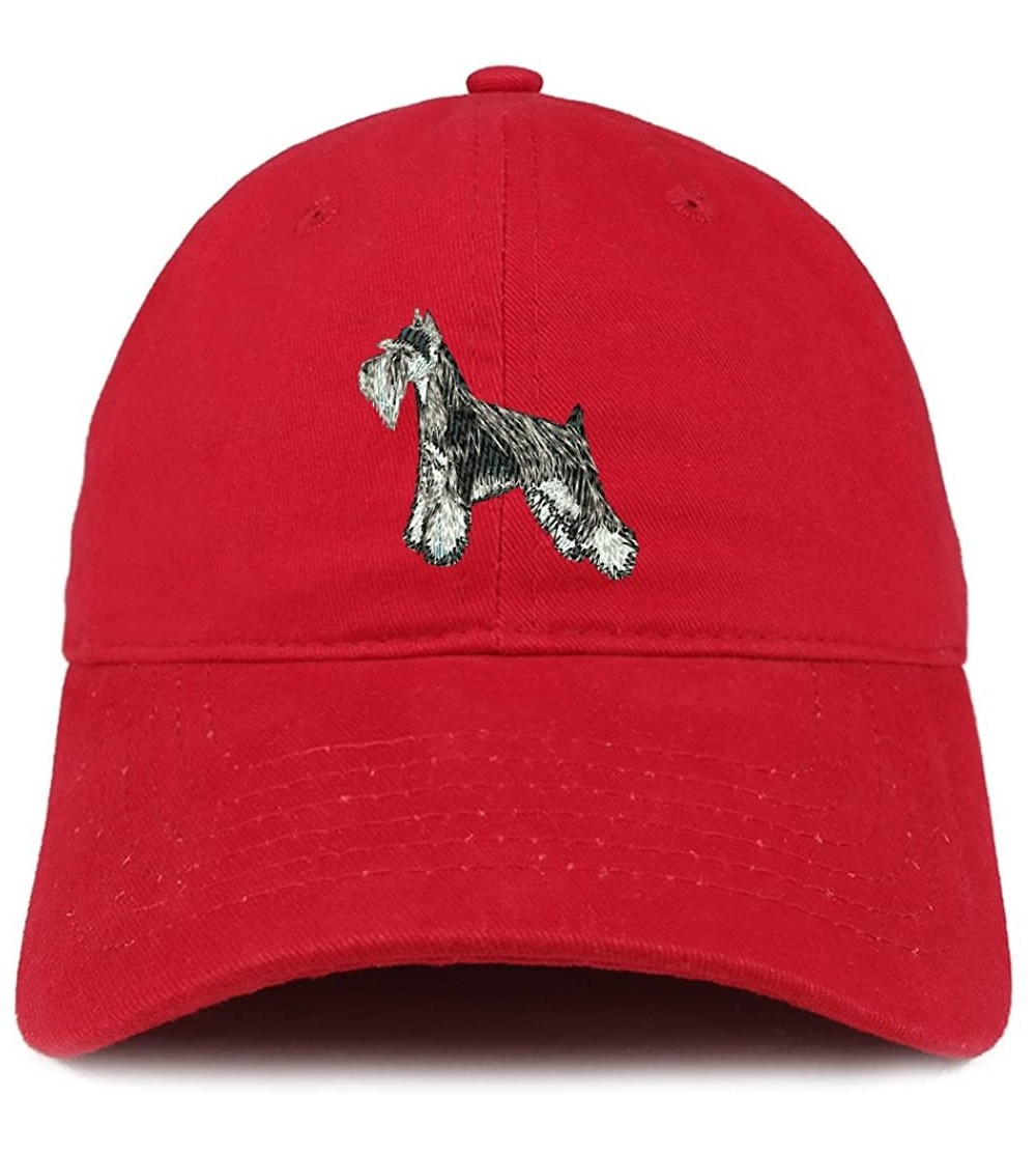 Baseball Caps Miniature Schnauzer Dog Embroidered Soft Cotton Dad Hat - Red - CF18G4HDNDH $20.33