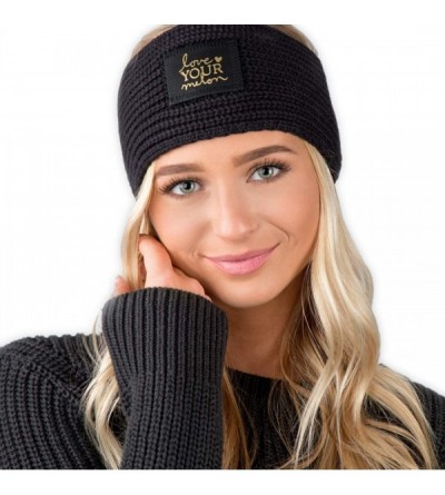 Headbands Knit Headband - Black (Gold Foil) - CL18D758TAD $34.82