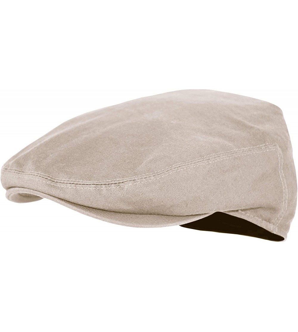 Newsboy Caps Premium Cotton Newsboy Mens Scally Foldable Solid Color Ivy Flat Cap - Khaki - C918UIH5CZW $12.13