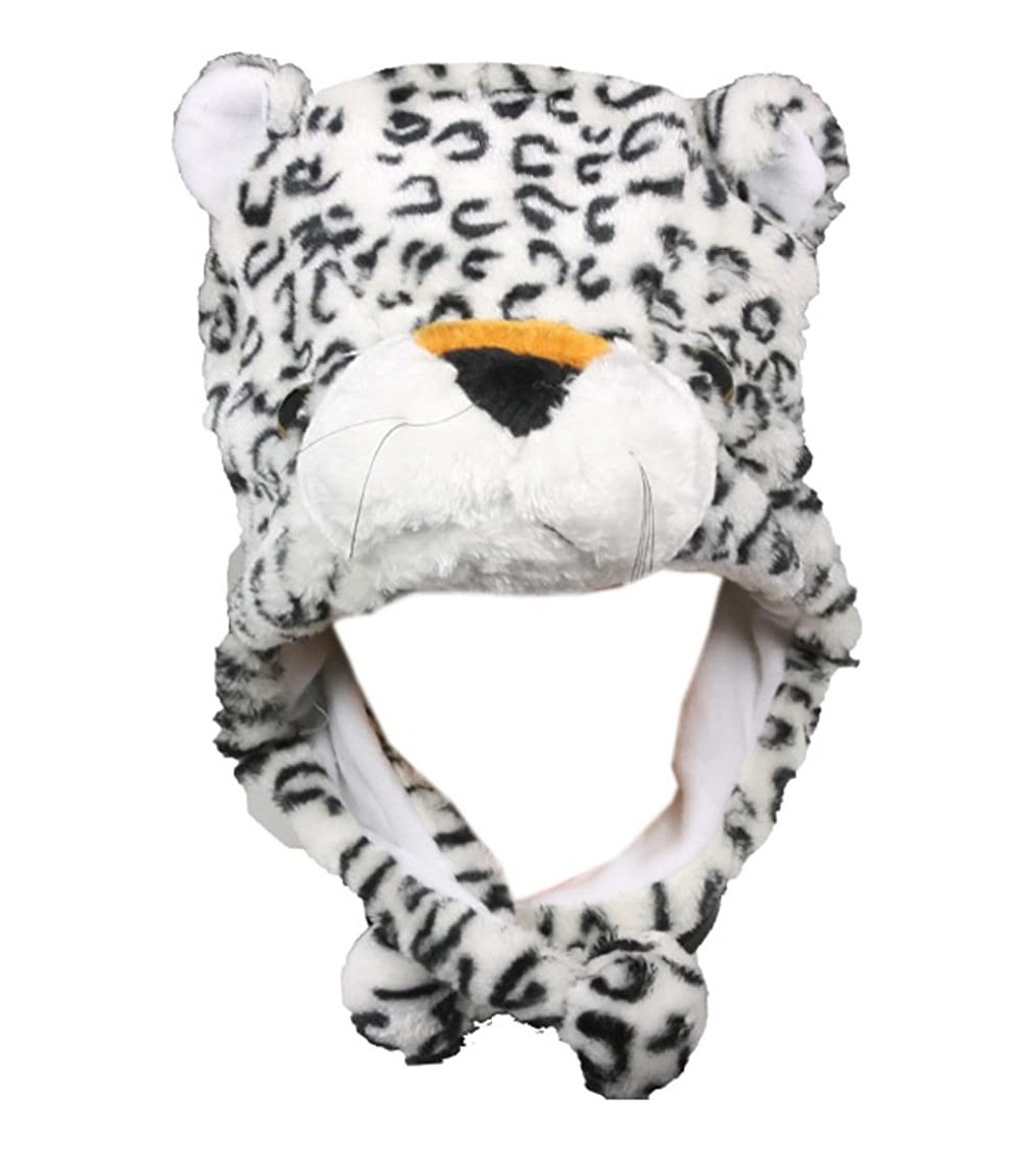 Skullies & Beanies Plush Soft Animal Beanie Hat Halloween Cute Soft Warm Toddler to Teen - White Leopard - C712M5NBL6N $8.23