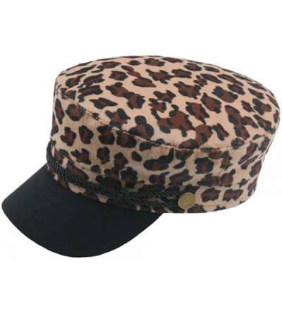 Berets Women's Leopard Print Beret Hat Casual Retro Flat Top Navy Cap - Beige - C4196EYYOMG $11.68