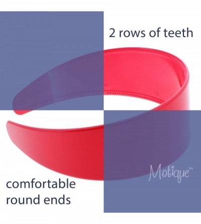 Headbands Red 2 Inch Hard Plastic Headband with Teeth Women and Girls wide Hair band (Motique Accessories) - Red - C111SMY7DL...