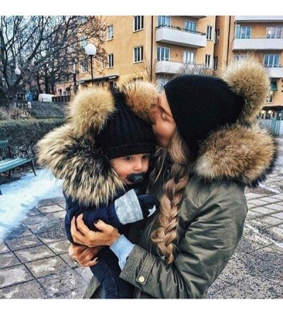 Skullies & Beanies Adults Children Kids Double Fur Winter Casual Warm Cute Knitted Beanie Hats - Dark Gray - CC18A958M92 $18.72