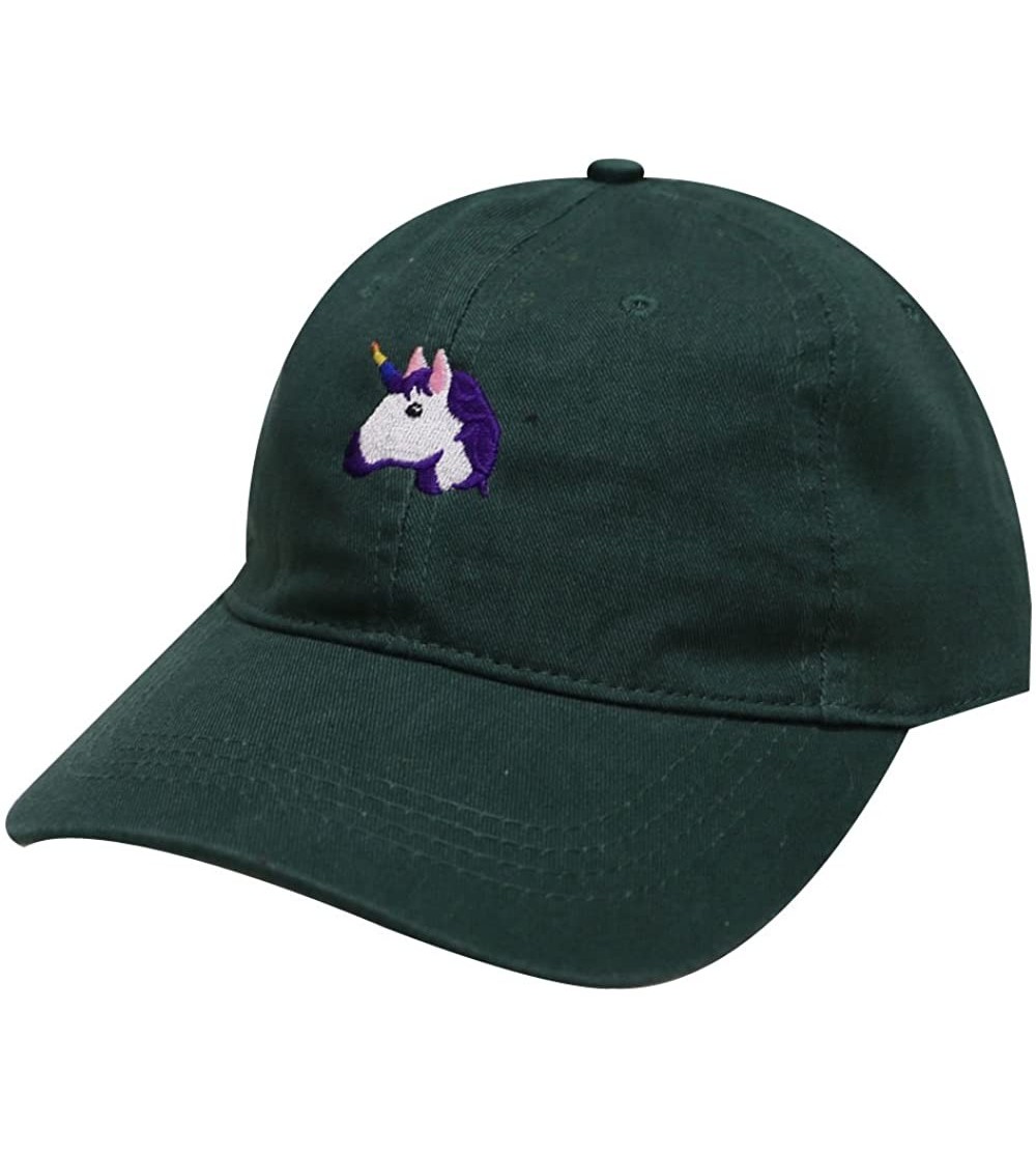 Baseball Caps Unicorn Cotton Baseball Dad Caps - Hunter Green - CU12NU0VGZT $12.98