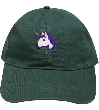 Baseball Caps Unicorn Cotton Baseball Dad Caps - Hunter Green - CU12NU0VGZT $12.98