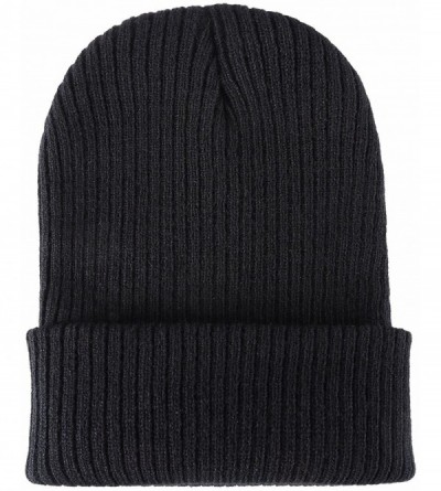 Skullies & Beanies Winter Hats Knitted Slouchy Warm Beanie Caps Unisex Classic Solid Color Hat - Black - CT1863U5RRK $10.14