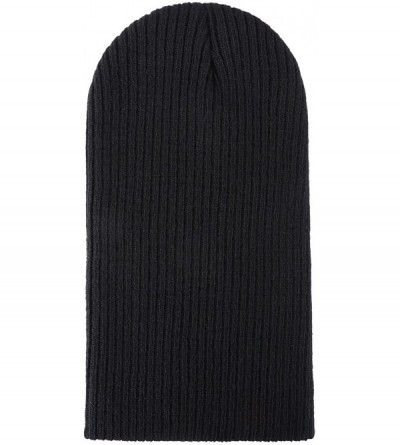 Skullies & Beanies Winter Hats Knitted Slouchy Warm Beanie Caps Unisex Classic Solid Color Hat - Black - CT1863U5RRK $10.14