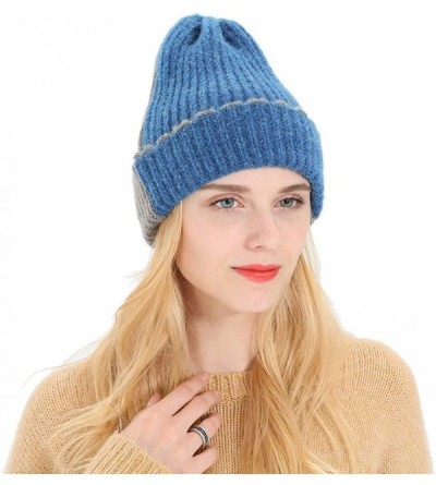 Skullies & Beanies Women's Solid Color Wool Knit Hats Earmuffs Parent-Child Caps - Blue4 - C218UKH6MXM $14.15