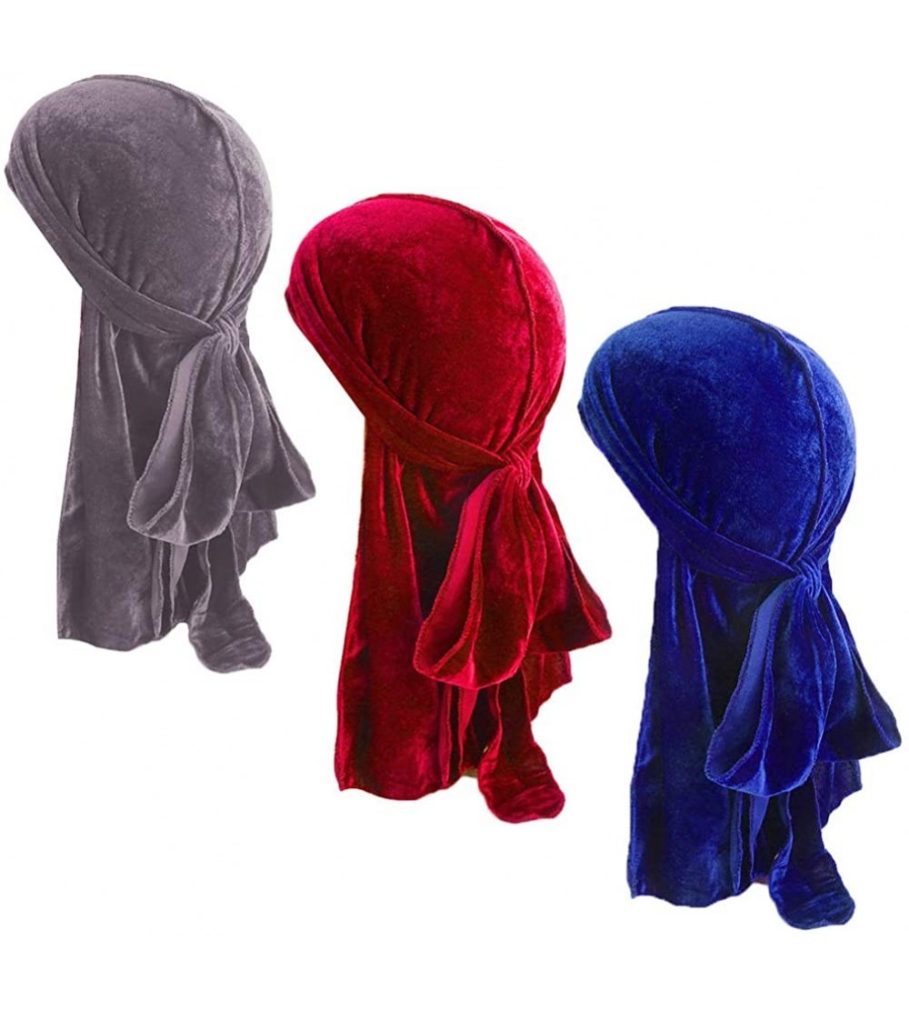 Skullies & Beanies Unisex Velvet and Silky Deluxe Durag for 360 Waves Headwraps Long-Tail Du-RAG - CJ18OYYNXS4 $15.21