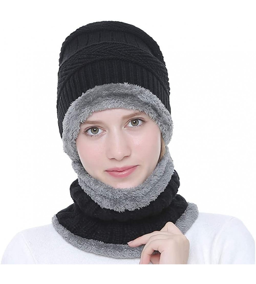 Skullies & Beanies Women Christmas Beanie Hat Winter Warm Knitted Crochet Santa Hat Gift - Black - CJ18KZDR9EQ $10.05