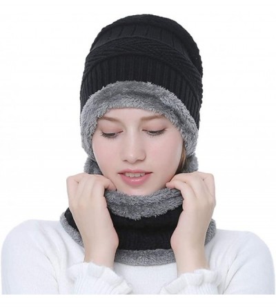 Skullies & Beanies Women Christmas Beanie Hat Winter Warm Knitted Crochet Santa Hat Gift - Black - CJ18KZDR9EQ $10.05