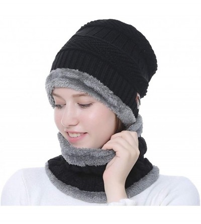 Skullies & Beanies Women Christmas Beanie Hat Winter Warm Knitted Crochet Santa Hat Gift - Black - CJ18KZDR9EQ $10.05