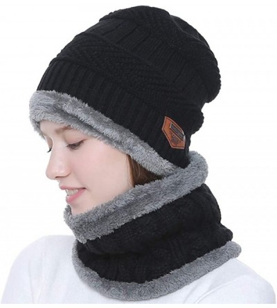 Skullies & Beanies Women Christmas Beanie Hat Winter Warm Knitted Crochet Santa Hat Gift - Black - CJ18KZDR9EQ $10.05