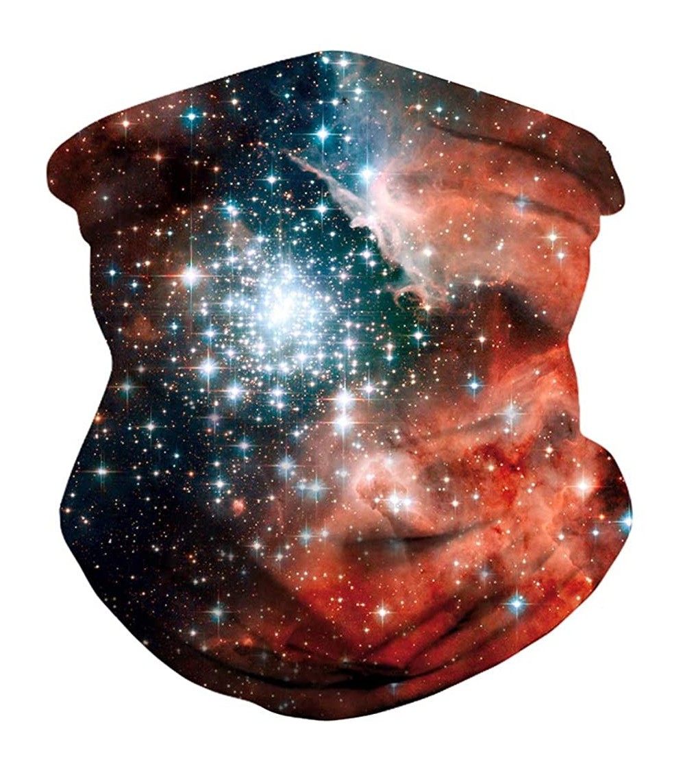 Balaclavas 3D Galaxy Print Seamless Bandana Neck Gaiter Scarf Dust Wind Sun Protection Scarf Neck Balaclava - Orange Galaxy -...