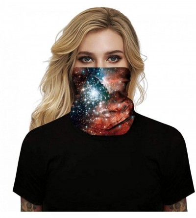 Balaclavas 3D Galaxy Print Seamless Bandana Neck Gaiter Scarf Dust Wind Sun Protection Scarf Neck Balaclava - Orange Galaxy -...