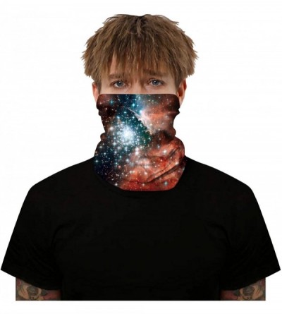 Balaclavas 3D Galaxy Print Seamless Bandana Neck Gaiter Scarf Dust Wind Sun Protection Scarf Neck Balaclava - Orange Galaxy -...