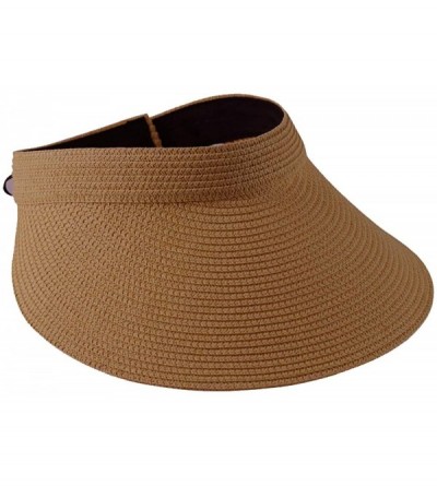 Visors Clip On Visor Womens Summer Sun Beach Hat UV Protection Sports Outdoor Wide Brim - Brown - CI194QQ84C5 $13.11