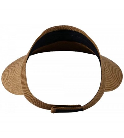 Visors Clip On Visor Womens Summer Sun Beach Hat UV Protection Sports Outdoor Wide Brim - Brown - CI194QQ84C5 $13.11