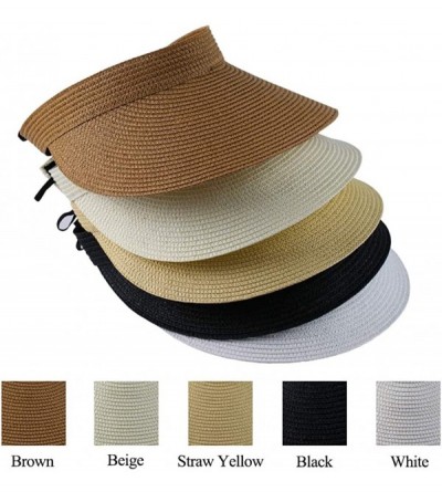 Visors Clip On Visor Womens Summer Sun Beach Hat UV Protection Sports Outdoor Wide Brim - Brown - CI194QQ84C5 $13.11