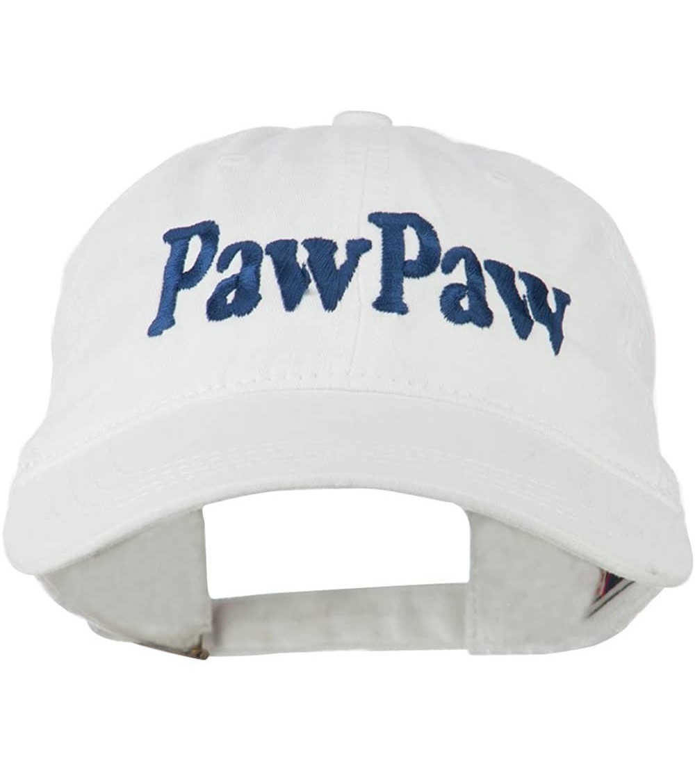 Baseball Caps Wording of Pawpaw Embroidered Washed Cap - White - CE11KNJE4TD $22.96