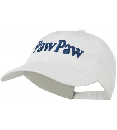 Baseball Caps Wording of Pawpaw Embroidered Washed Cap - White - CE11KNJE4TD $22.96