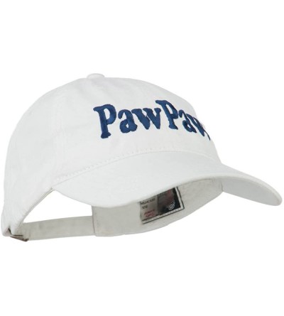 Baseball Caps Wording of Pawpaw Embroidered Washed Cap - White - CE11KNJE4TD $22.96