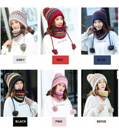 Skullies & Beanies Men Winter Slouchy Beanie Hat Scarf Set Women Lined Thick Knit Skull Cap - 2-beige - CL186YN580O $9.21