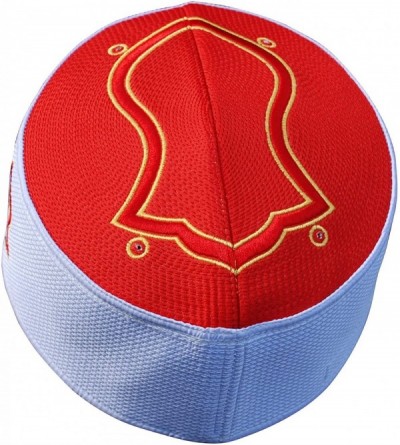 Skullies & Beanies Exclusive Red White Golden Embroidered Sandal Kufi Crown Cap Muslim Hat - CD17YHZIZRS $24.92