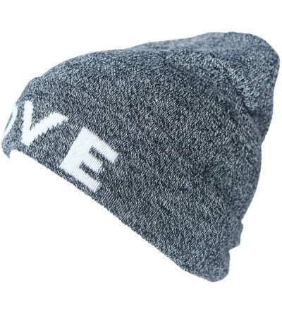 Skullies & Beanies Cuffed Winter Beanie Hat Jacquard Love for Women and Men Multi-Colors - Grey - CQ18IARUYDA $14.60