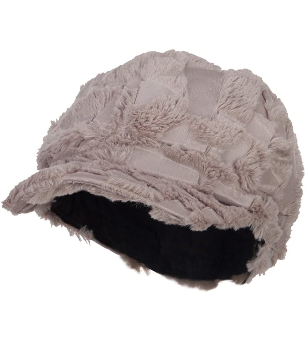 Newsboy Caps Soft Fur Patttern Newsboy Hat - Grey - CU12HV9QR3X $20.05