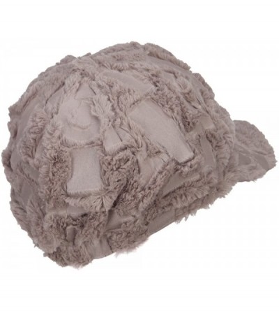 Newsboy Caps Soft Fur Patttern Newsboy Hat - Grey - CU12HV9QR3X $20.05