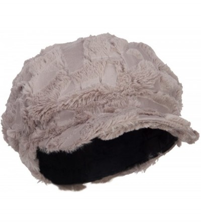 Newsboy Caps Soft Fur Patttern Newsboy Hat - Grey - CU12HV9QR3X $20.05