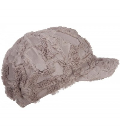 Newsboy Caps Soft Fur Patttern Newsboy Hat - Grey - CU12HV9QR3X $20.05