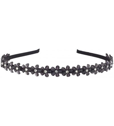 Headbands Black Acrylic Mini Flower Crystal Stone Hair Crown Headband - Black - CZ12LJNHWRR $13.46