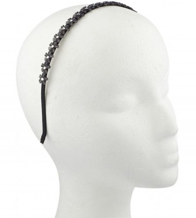 Headbands Black Acrylic Mini Flower Crystal Stone Hair Crown Headband - Black - CZ12LJNHWRR $13.46