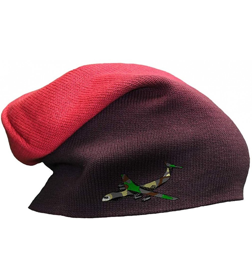 Skullies & Beanies Custom Slouchy Beanie C-141 Camo Embroidery Skull Cap Hats for Men & Women - Red - CU18A562UNK $14.73